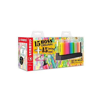Stabilo Marcadores Fluorescentes Set Of Desk 15 Ud Boss Genuine + 15 Ud Swing Cool C/Surtidos — image 1