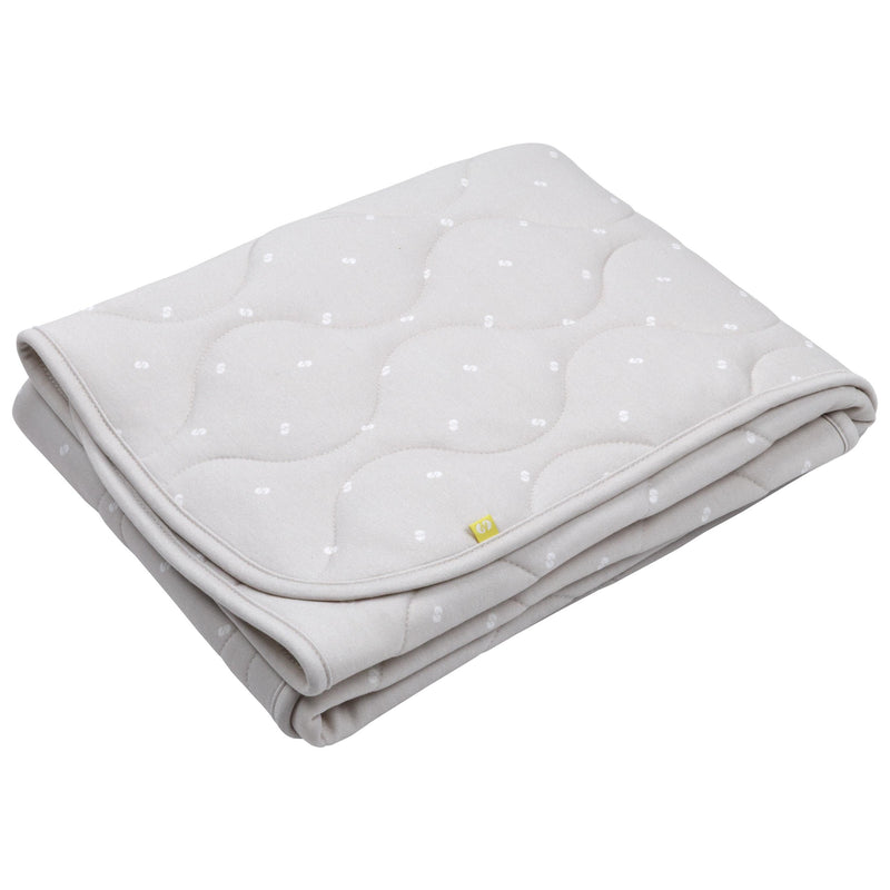 Softy Quilted Baby Blanket – 75 × 100 cm, Beige Logo Print/ White