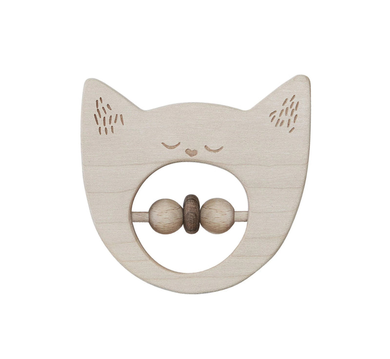 Wooden Rattle - Cat